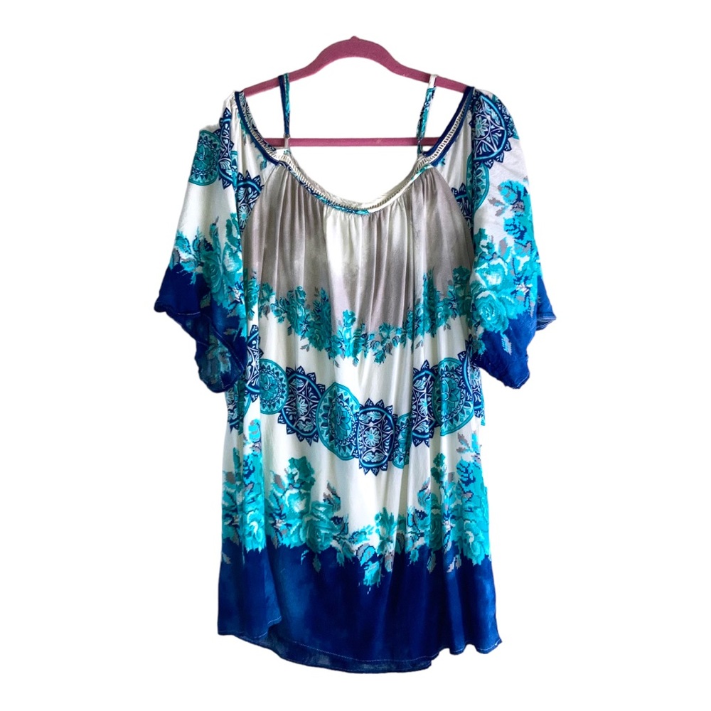 Entro Tunic Top/Dress Blue &  White Size Large‎